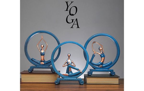 Tượng tập yoga xanh trang trí