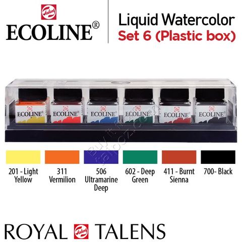 Màu nước dạng lỏng Talens Ecoline 30ml, set 6