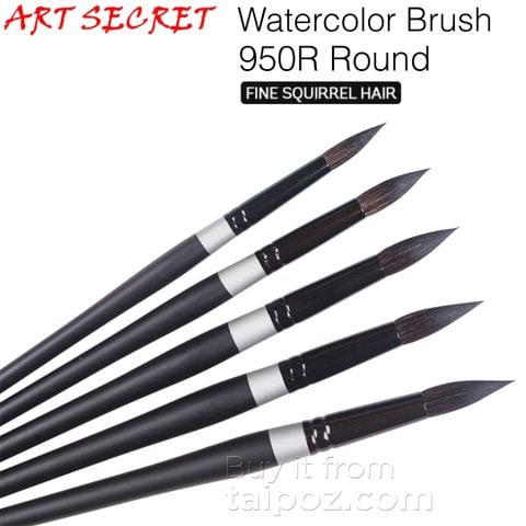 Cọ lông sóc vẽ màu nước, acrylic Art Secret 950R, cọ tròn