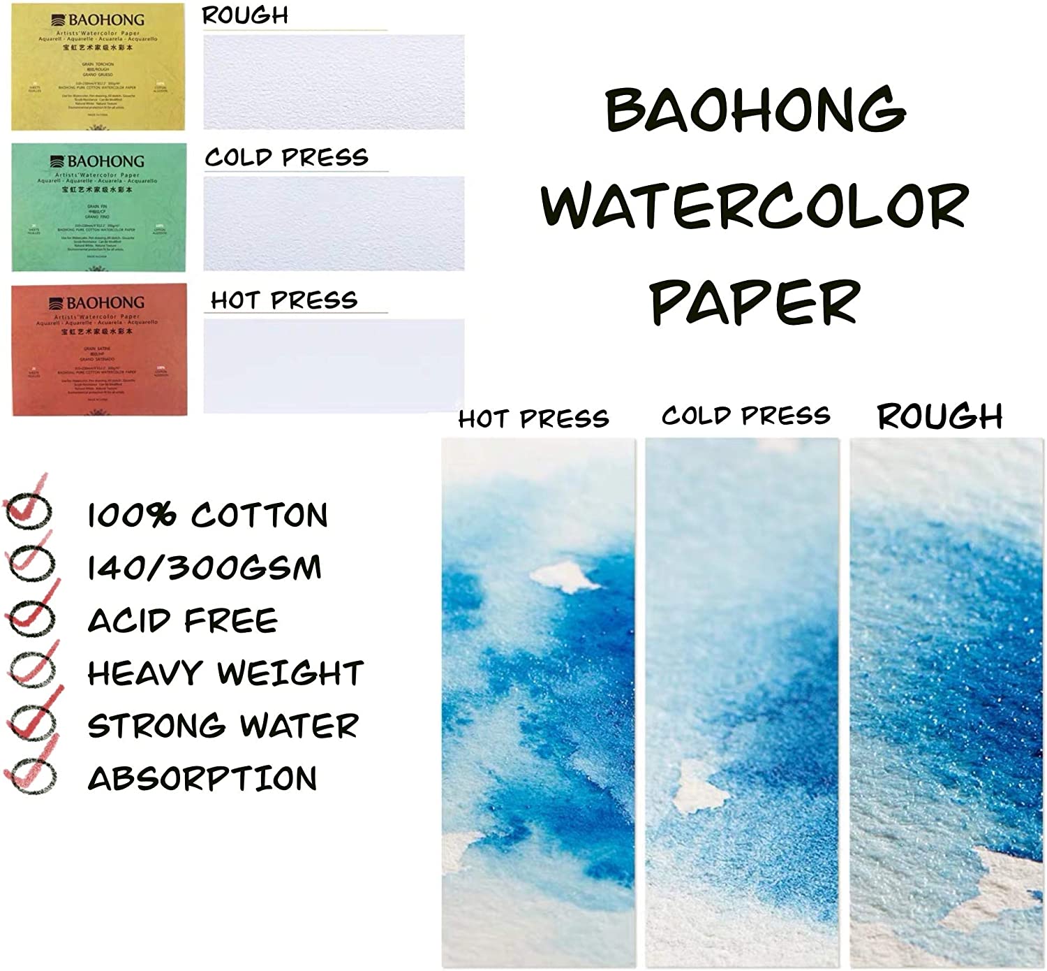 Baohong Watercolour Paper review: Artist & Student Grade 