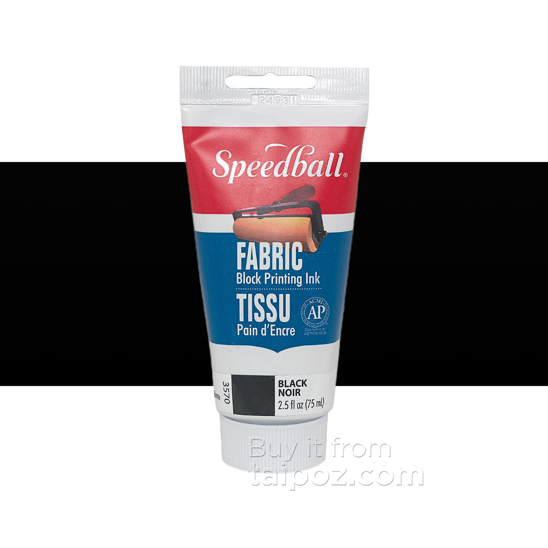 Speedball Fabric Block Printing Ink Black. 2.5 fl. oz. NWT