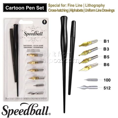 Bút chấm mực Speedball - bộ Cartoon