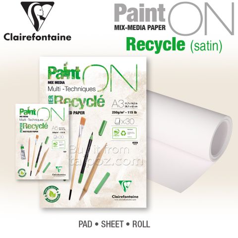 Sổ vẽ đa năng Clairefontaine Paint ON, giấy tái chế vân sa-tanh