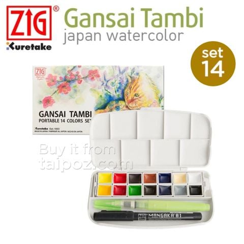 Màu nước Gansai Tambi bộ 14 màu hộp nhựa