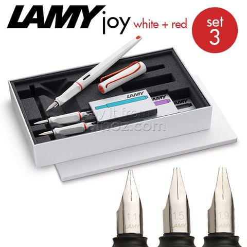 Bút máy Lamy Joy White + Red, bộ 3 ngòi