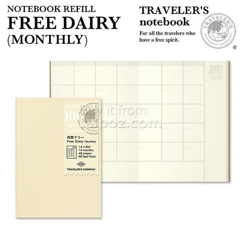 Sổ lịch tháng 006 Midori - passport size