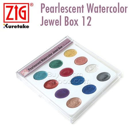 Hộp màu nước mini Zig Pearlescent Watercolor Jewel, bộ 12