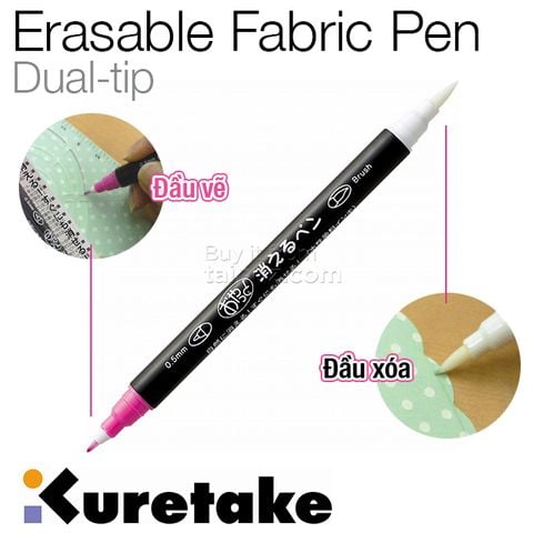 Bút vẽ trên vải xoá được Kuretake Dual-tip