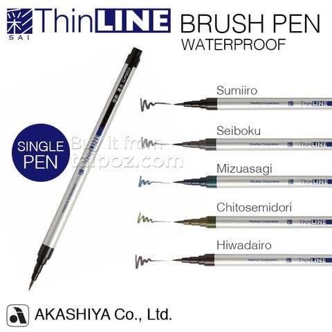 Bút lông nét mảnh Akashiya Sai Thin Line, màu lẻ