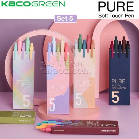 Bút bi mực gel Kaco Pure, bộ 5 cây