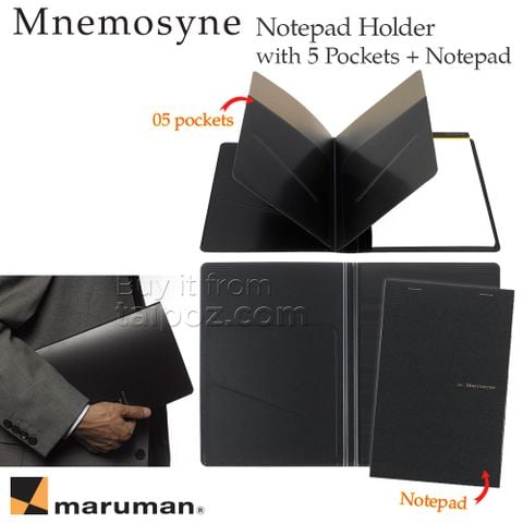 Sổ bìa nhựa Maruman Mnemosyne Notepad Holder (5 bìa kẹp hồ sơ + 01 sổ lật đứng)