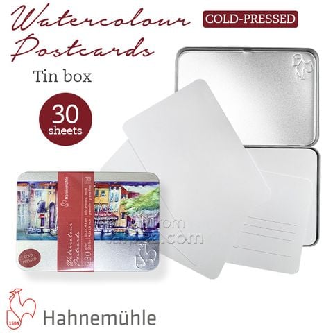 Giấy màu nước Hahnemuhle cold-pressed khổ postcard, hộp thiếc