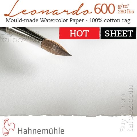 Giấy màu nước Leonardo 600gsm hot-pressed, tờ lẻ