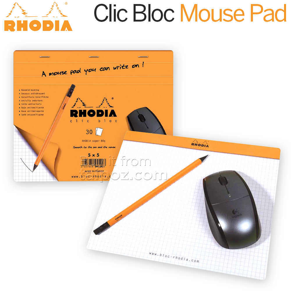 Sổ ghi chú kiêm bàn rê chuột Rhodia Clic Bloc Mouse Pad – Taipoz