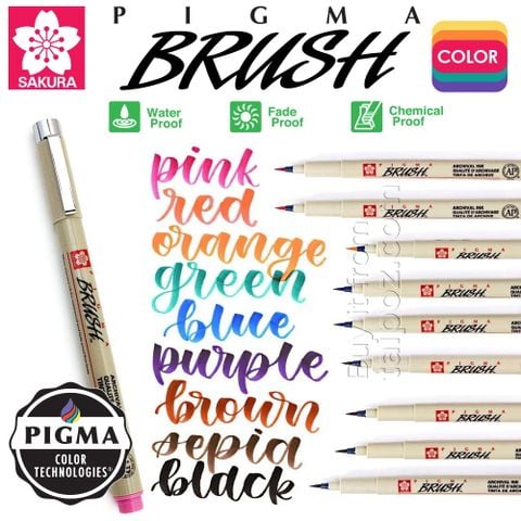 Bút lông Sakura Pigma Micron, mực màu