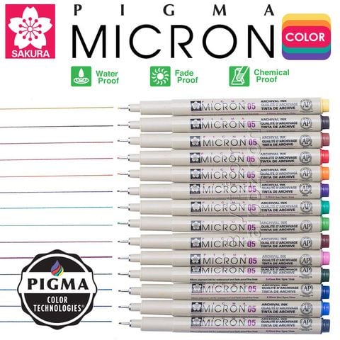 Bút đi nét Sakura Pigma Micron, mực màu