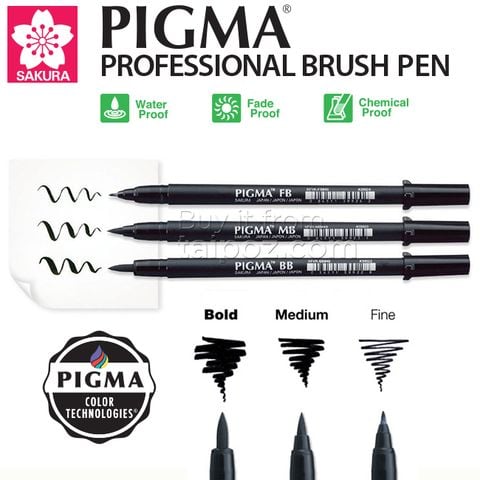 Bút lông Sakura Pigma Professional Brush, mực đen