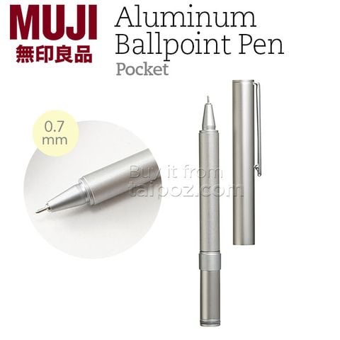 Bút bi thân nhôm Muji - kiểu pocket nét 0.7mm