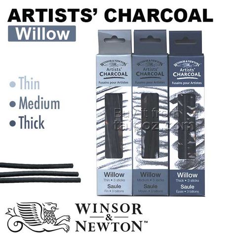 Chì than cây liễu W&N Willow Artist's Charcoal, hộp 3 cây