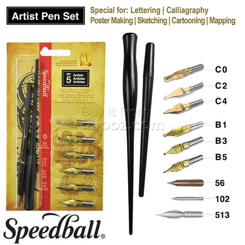 Bút chấm mực Speedball - bộ Artist