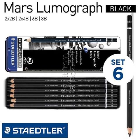 Bộ chì Staedtler Mars Lumograph Black, bộ 6 cây