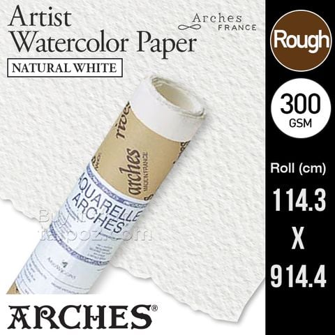 Giấy vẽ màu nước Arches, Natural White, 300gsm rough, roll