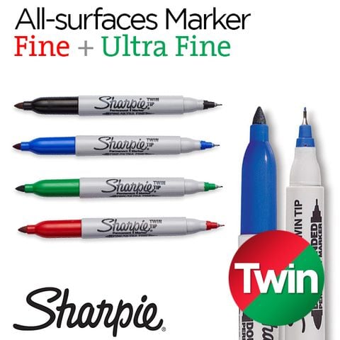 Bút vẽ trên nhiều chất liệu Sharpie Twin, nét Fine + Ultra Fine