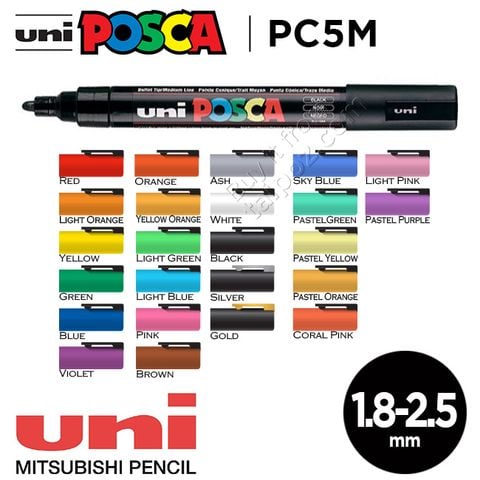 Bút vẽ trên nhiều chất liệu Uni Posca PC5M, bút lẻ