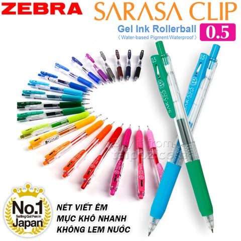 Bút bi mực gel Zebra Sarasa clip 0.5mm, bút lẻ