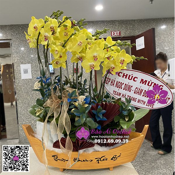 thuyền hoa lan vàng chúc mừng