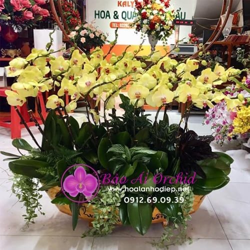 thuyền hoa la n vàng chúc mừng khai trương