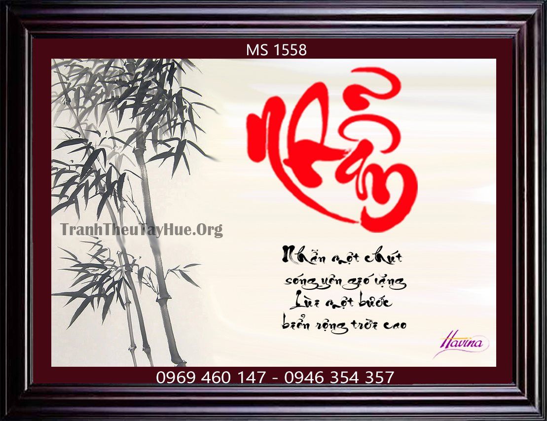 TRANH THÊU CHỮ NHẪN MS 1558