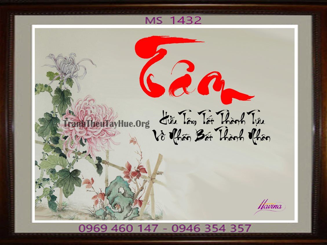 TRANH THÊU CHỮ TÂM MS 1432