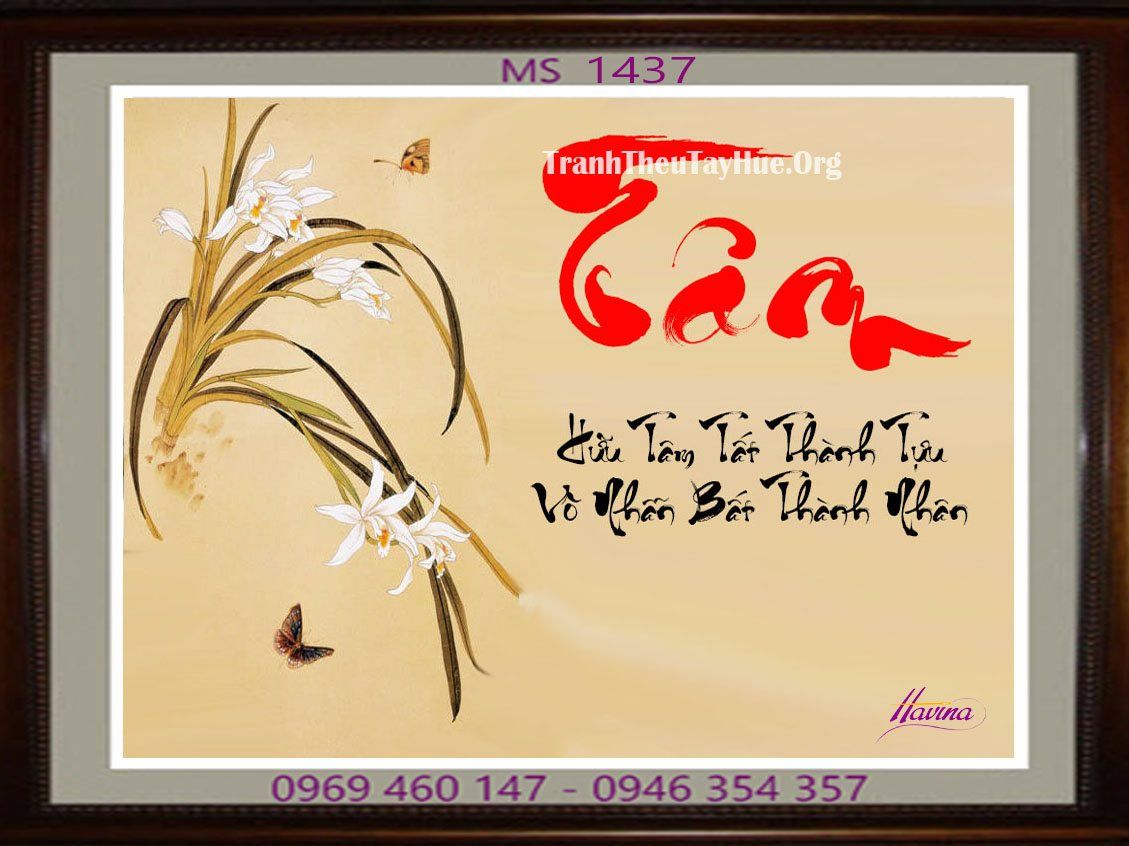 TRANH THÊU CHỮ TÂM MS 1437