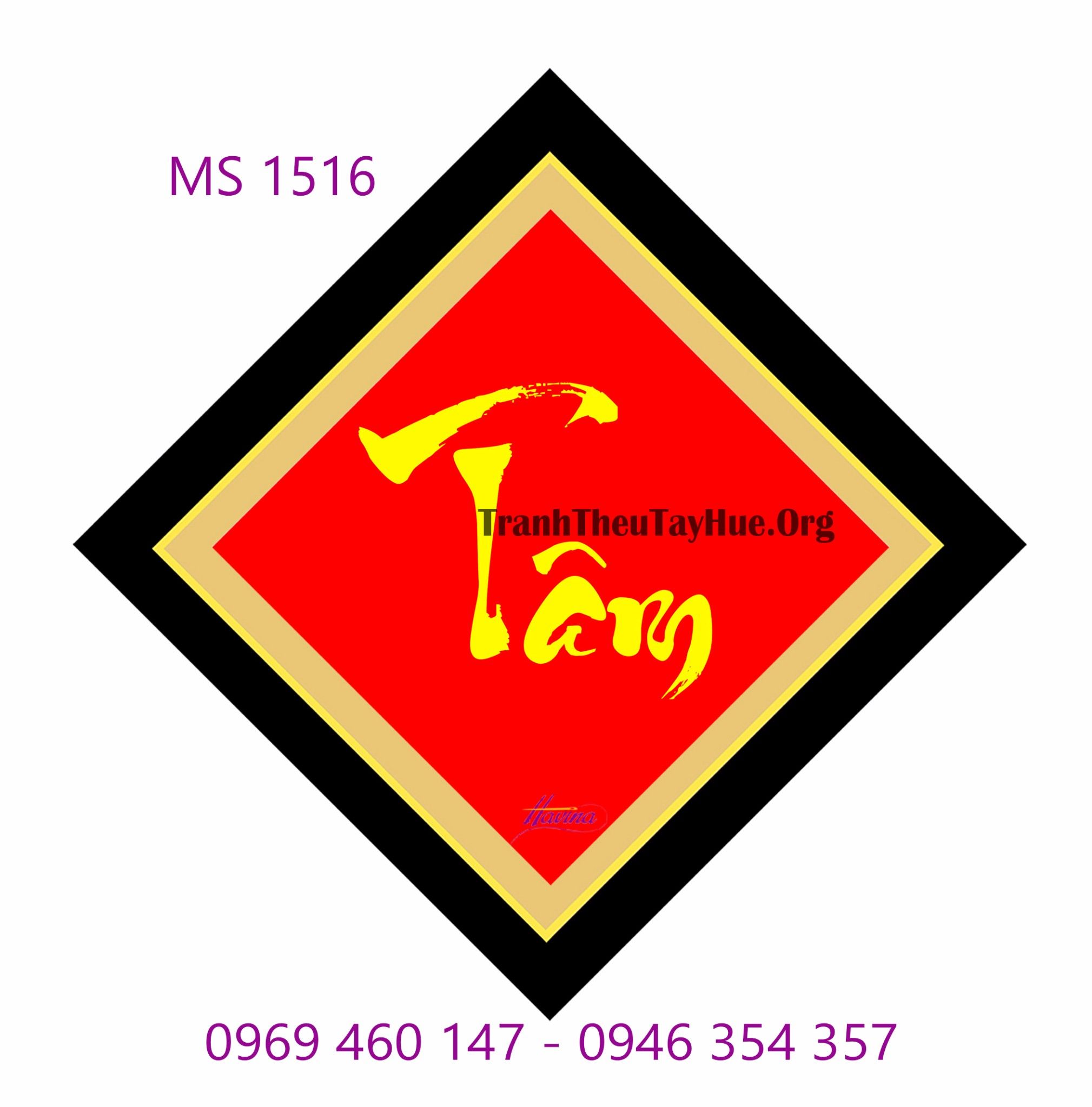 TRANH THÊU CHỮ TÂM MS 1516