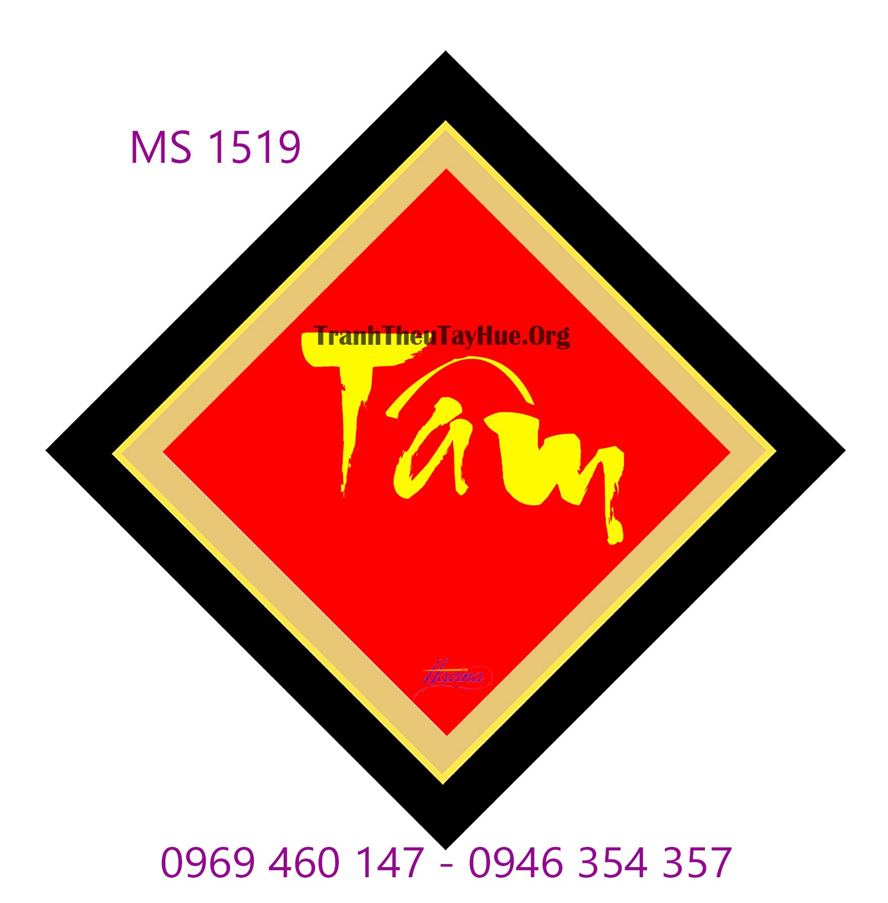 TRANH THÊU CHỮ TÂM MS 1519