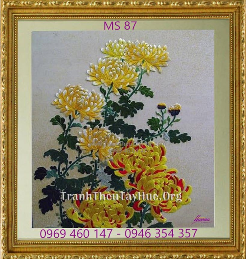 TRANH THÊU HOA CÚC MS 87