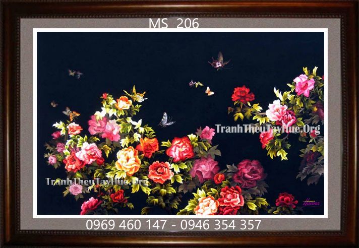 TRANH THÊU HOA MẪU ĐƠN MS 206