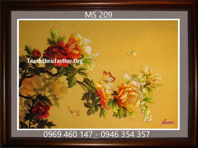 TRANH THÊU HOA MẪU ĐƠN MS 209