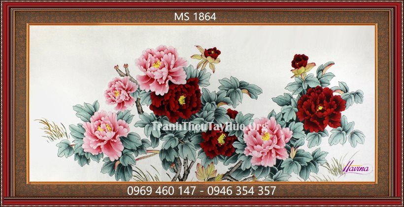 TRANH THÊU HOA MẪU ĐƠN 9 BÔNG MS 1864