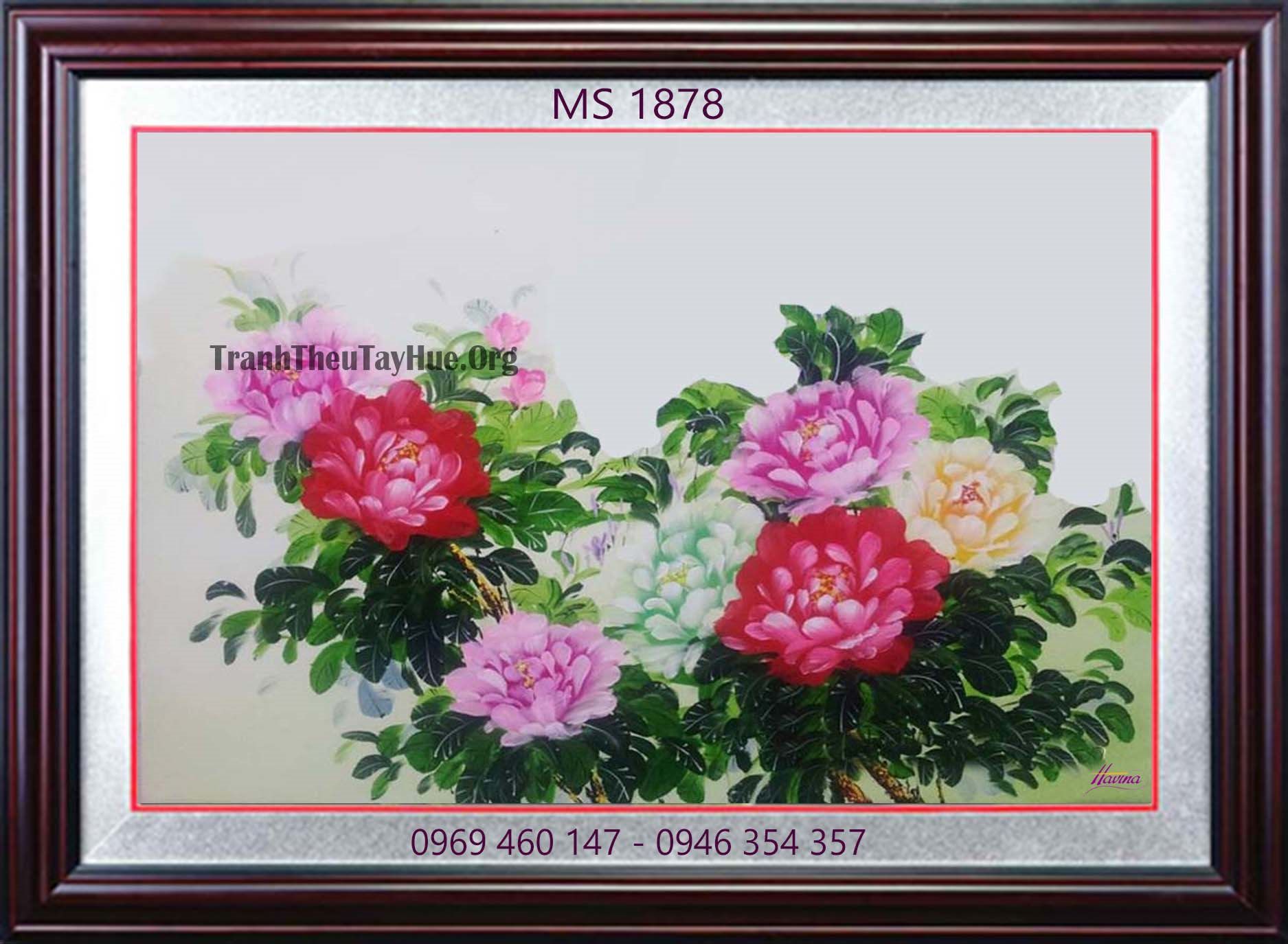 TRANH THÊU HOA MẪU ĐƠN 9 BÔNG MS 1878