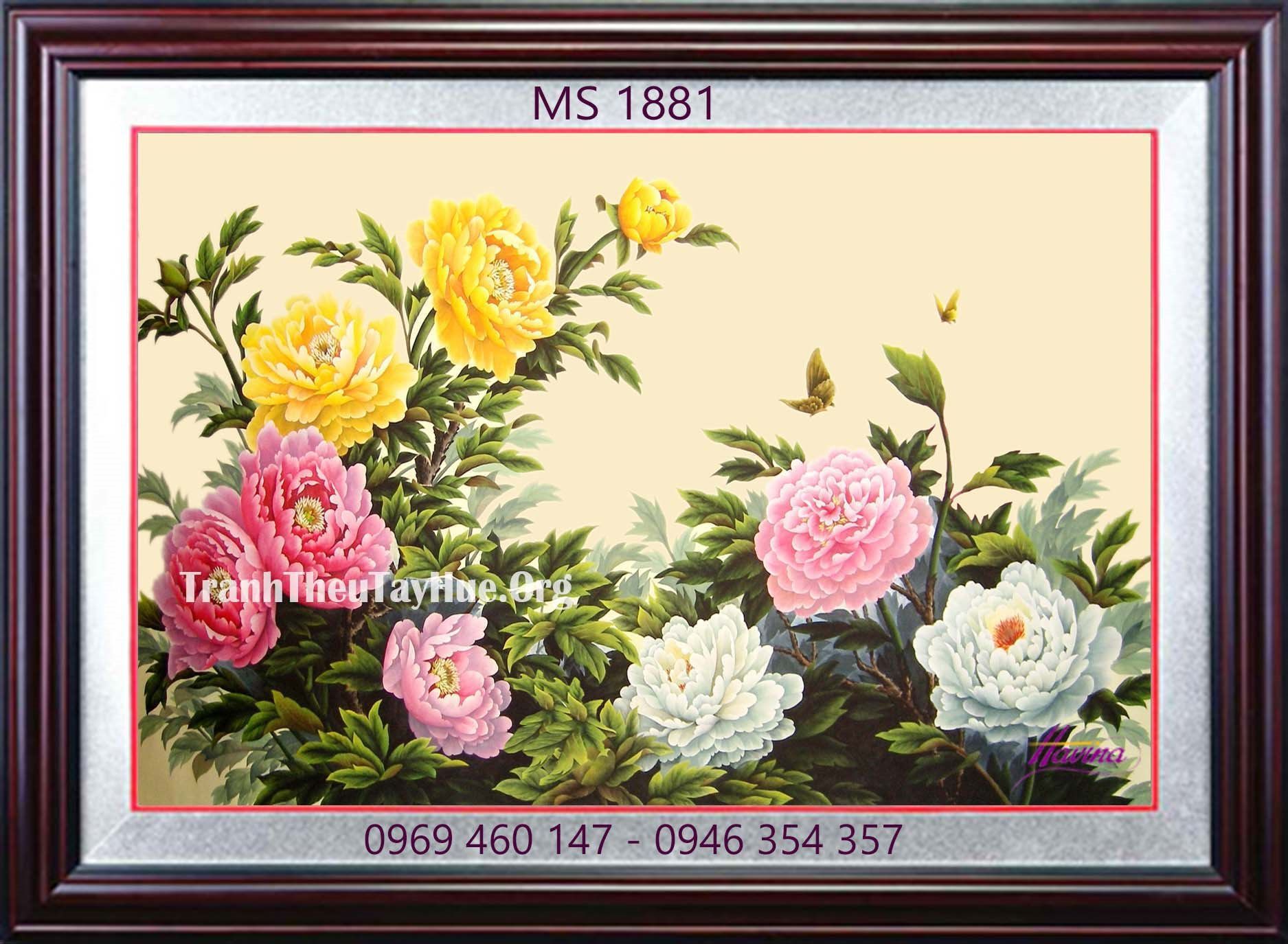 TRANH THÊU HOA MẪU ĐƠN 9 BÔNG MS 1881