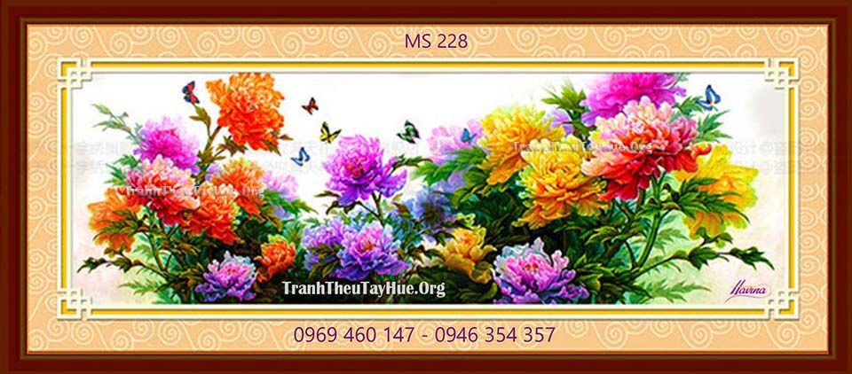 TRANH THÊU HOA MẪU ĐƠN MS 228