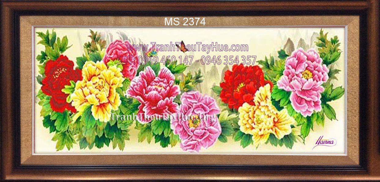 TRANH THÊU HOA MẪU ĐƠN 8 BÔNG  MS 2374