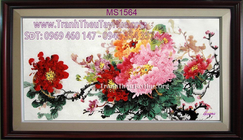 TRANH THÊU HOA MẪU ĐƠN 9 BÔNG MS 1564