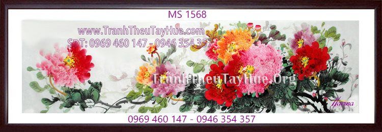 TRANH THÊU HOA MẪU ĐƠN 9 BÔNG MS 1568