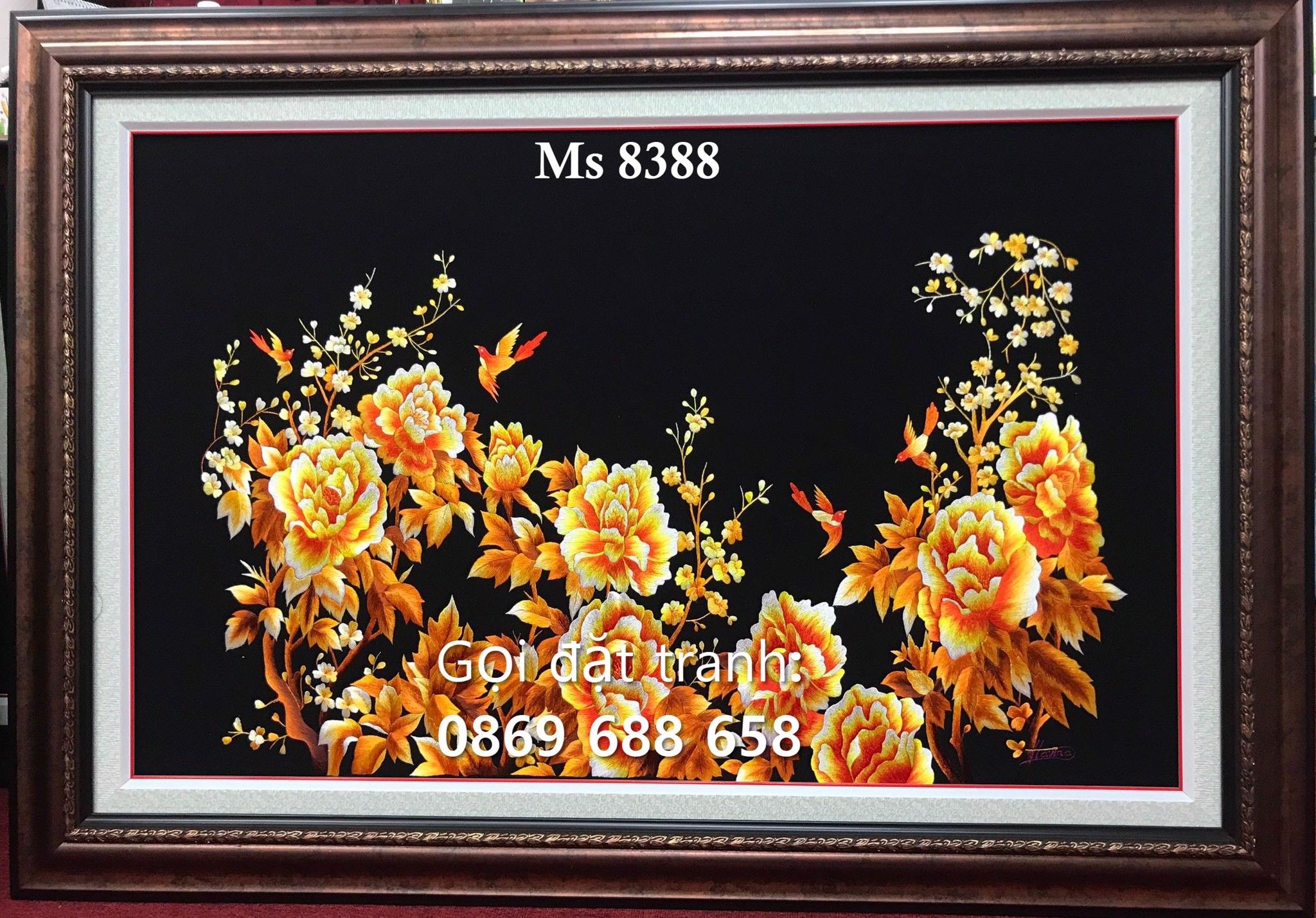 TRANH THÊU HOA MẪU ĐƠN MS 8388