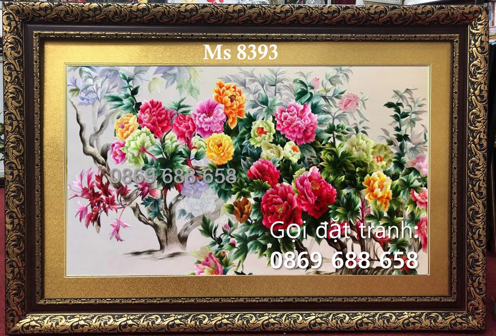 TRANH THÊU HOA MẪU ĐƠN MS 8393