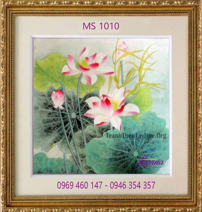 TRANH THÊU HOA SEN MS 1010