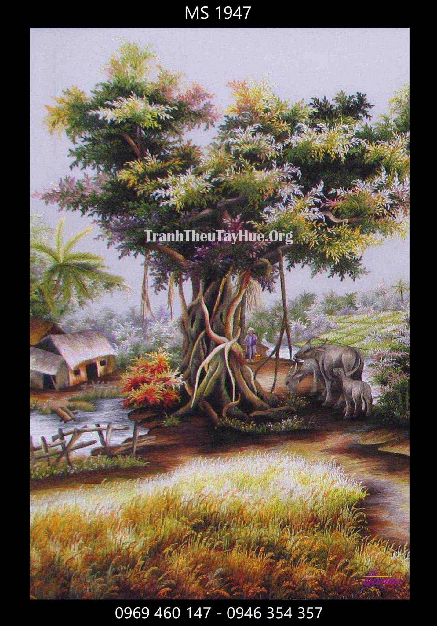 TRANH THÊU PHONG CẢNH LÀNG QUÊ MS 1947